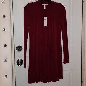 Maroon long sleeve baby doll dress